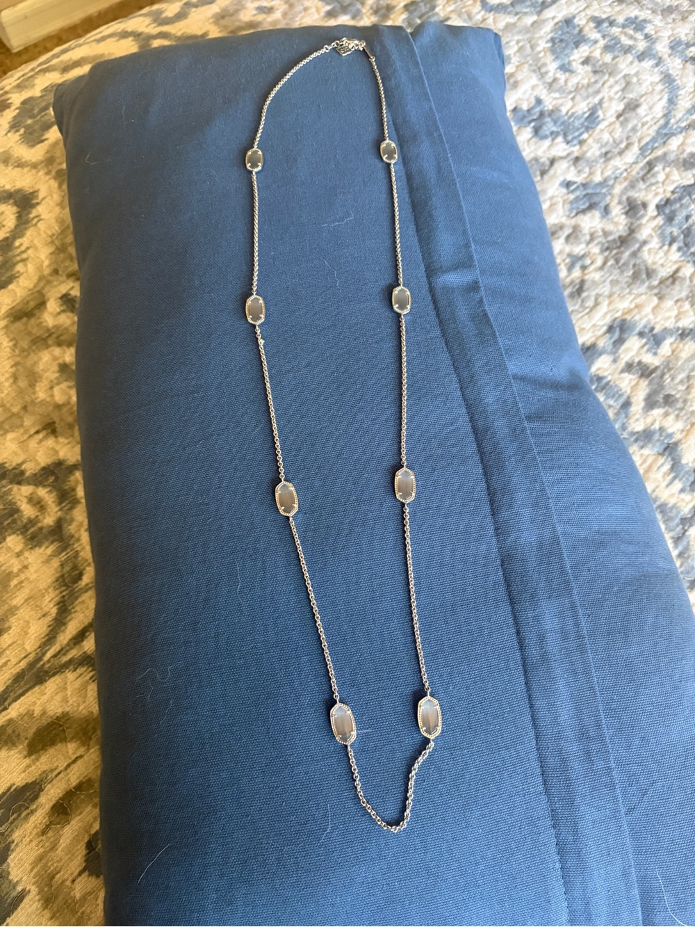 Kendra Scott silver slate, cat eye multistone, long necklace